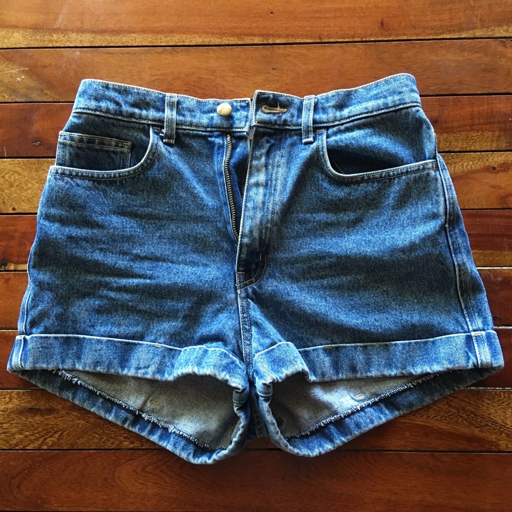 American Apparel Denim High-Waist Cuff Short